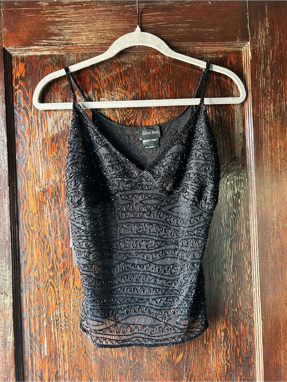 Simi Sue Vintage Fully Beaded Black Camisole Top New With Tags — Best Fits Small
